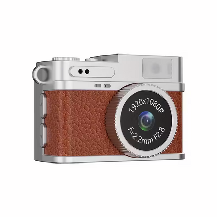 Mini camera retro version, wearable mini camera - 1080P high-definition video, 0.96-inch IPS screen, LED fill light, 17.5-gram ultra-light portable, suitable for Vlog shooting and travel, small pocket-sized photo recorder with 32GB card - small compact mi.