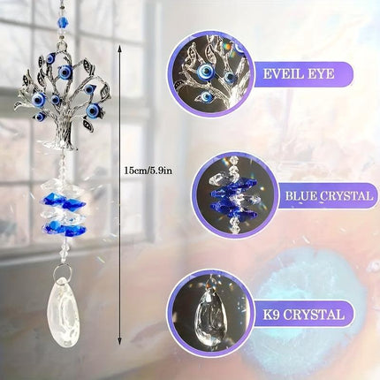 3pc Evil Eye Crystal Sun Capture Pendant Suitable for Home Window Decoration and Garden Hanging Decoration.