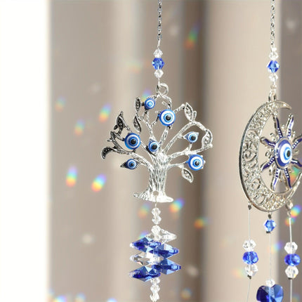 3pc Evil Eye Crystal Sun Capture Pendant Suitable for Home Window Decoration and Garden Hanging Decoration.