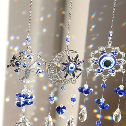 3pc Evil Eye Crystal Sun Capture Pendant Suitable for Home Window Decoration and Garden Hanging Decoration.
