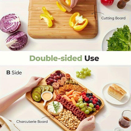 1pc Cheese Tray with Transparent Acrylic Lid - Portable Deli Platter for Camping, Parties, Restaurants | Holiday Appetizer, Deli and Snack Serving Tray, Back Can Be Used for Cutting Board, Party Snack Organizer, Safe Snapon Lid.