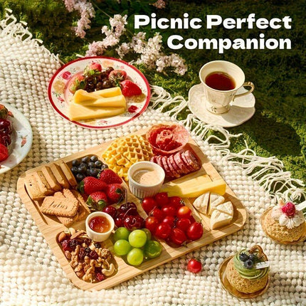 1pc Cheese Tray with Transparent Acrylic Lid - Portable Deli Platter for Camping, Parties, Restaurants | Holiday Appetizer, Deli and Snack Serving Tray, Back Can Be Used for Cutting Board, Party Snack Organizer, Safe Snapon Lid.