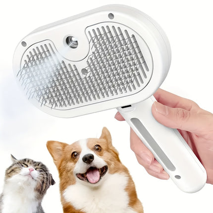 3-in-1 automatic cleaning steam pet brush - anti-static, suitable for long-haired and short-haired cats and dogs grooming tools, remove loose hair and reduce shedding.