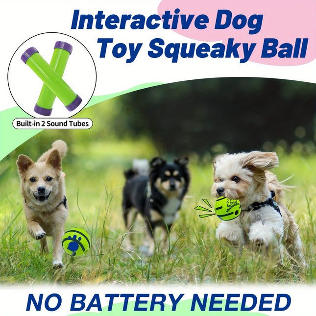 Interactive dog toy, sound ball, rolling, barking, dog self-entertainment, dog boredom relief, bite-resistant, gnawing, barking, no batteries, pet interactive ball toy, dog IQ training ball toy.