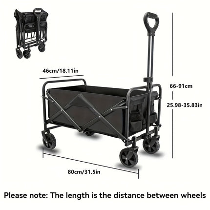 250KG Load Capacity 300L Large Capacity Heavy Duty Foldable Beach Car - All-Terrain Foldable Multi-Functional Handcart with Large Wheels, Side Pockets and Brakes - Durable Oxford Fabric and Stainless Steel Structure, Suitable for Camping, Garden, Sports a.