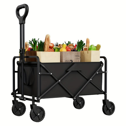 250KG Load Capacity 300L Large Capacity Heavy Duty Foldable Beach Car - All-Terrain Foldable Multi-Functional Handcart with Large Wheels, Side Pockets and Brakes - Durable Oxford Fabric and Stainless Steel Structure, Suitable for Camping, Garden, Sports a.