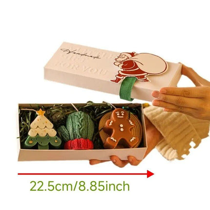 Christmas Creative Handmade Fragrance Candle Gift Box Christmas Tree Little Deer Shape Incense Candle Gift Box.