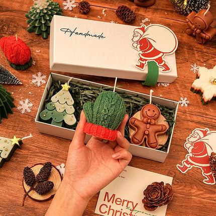 Christmas Creative Handmade Fragrance Candle Gift Box Christmas Tree Little Deer Shape Incense Candle Gift Box.