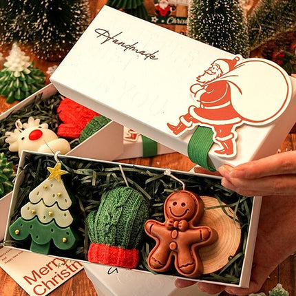 Christmas Creative Handmade Fragrance Candle Gift Box Christmas Tree Little Deer Shape Incense Candle Gift Box.