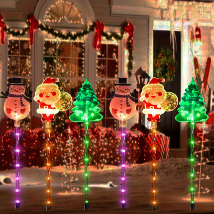 6-piece solar outdoor/indoor Christmas light strip with automatic switch function - solar lawn decoration, including ground stand, suitable for garden, courtyard, home - energy-saving LED brightness, no wiring required, holiday lighting, windproof and wat.