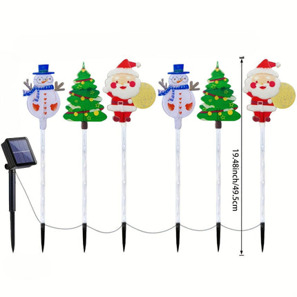 6-piece solar outdoor/indoor Christmas light strip with automatic switch function - solar lawn decoration, including ground stand, suitable for garden, courtyard, home - energy-saving LED brightness, no wiring required, holiday lighting, windproof and wat.