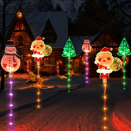 6-piece solar outdoor/indoor Christmas light strip with automatic switch function - solar lawn decoration, including ground stand, suitable for garden, courtyard, home - energy-saving LED brightness, no wiring required, holiday lighting, windproof and wat.