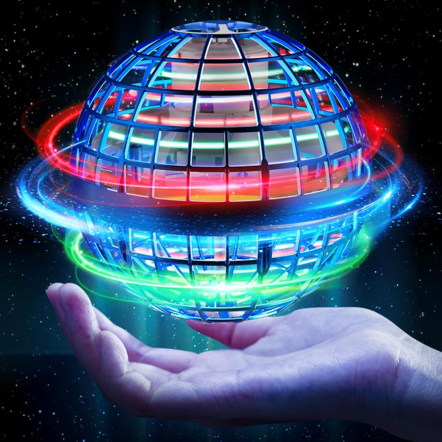 Flying Ball Toy – Hand-controlled Reaction Dart Rotating Drone with LED Lights, Floating Ball Finger Toy, Suitable for Children and Teenagers, Rechargeable Magic Ball, Indoor and Outdoor Play, Christmas and Birthday Gifts (Blue).