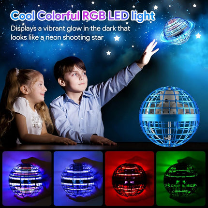 Flying Ball Toy – Hand-controlled Reaction Dart Rotating Drone with LED Lights, Floating Ball Finger Toy, Suitable for Children and Teenagers, Rechargeable Magic Ball, Indoor and Outdoor Play, Christmas and Birthday Gifts (Blue).