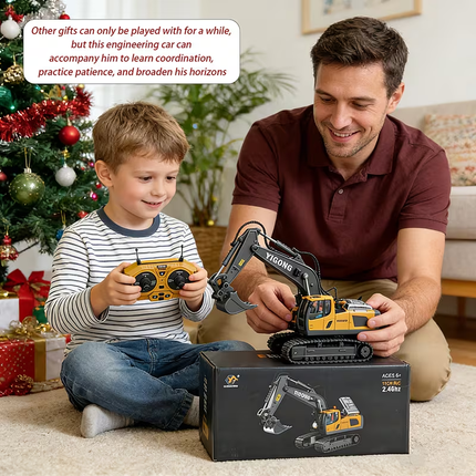 2.4G Remote Control Excavator Alloy Excavator Model Engineering Car Remote Control Car Boy Girl Unlimited Rotation - Larger 1/18 Scale Remote Control Excavator.