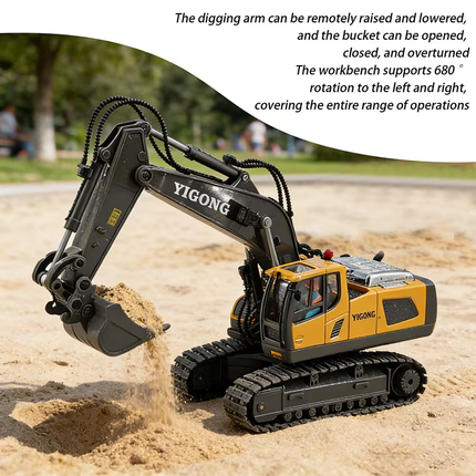 2.4G Remote Control Excavator Alloy Excavator Model Engineering Car Remote Control Car Boy Girl Unlimited Rotation - Larger 1/18 Scale Remote Control Excavator.