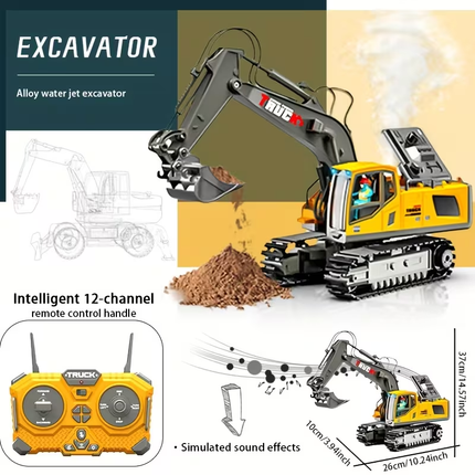 2.4G Remote Control Excavator Alloy Excavator Model Engineering Car Remote Control Car Boy Girl Unlimited Rotation - Larger 1/18 Scale Remote Control Excavator.