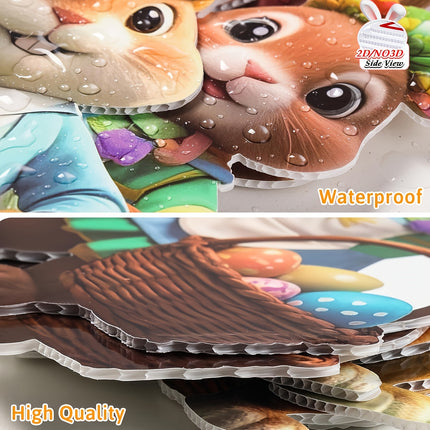 2DFlat, 8pcs Easter Gentleman Rabbit Group Decoration, exquisite shape holding egg basket / carrot rabbit, fashionable dress design outdoor waterproof easy to install props, spring courtyard atmosphere Gentleman Rabbit Group Plaque Decoration.