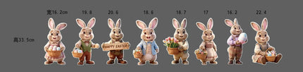2DFlat, 8pcs Easter Gentleman Rabbit Group Decoration, exquisite shape holding egg basket / carrot rabbit, fashionable dress design outdoor waterproof easy to install props, spring courtyard atmosphere Gentleman Rabbit Group Plaque Decoration.