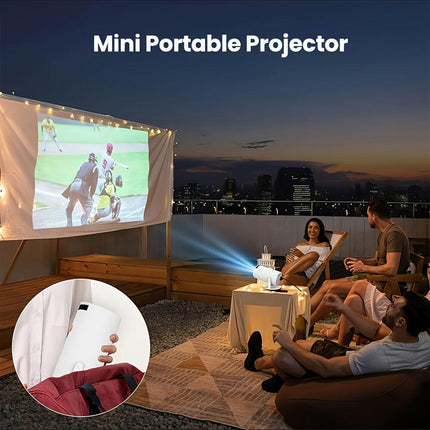 HY300 Pro mini portable projector, native 1280 * 720P support 4K / 350ANSI smart projector, with WiFi 6 BT 6.0, Screen adjustment, 180-degree rotation, home video projector with Android 11. 0 operating system built-in.