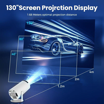 HY300 Pro mini portable projector, native 1280 * 720P support 4K / 350ANSI smart projector, with WiFi 6 BT 6.0, Screen adjustment, 180-degree rotation, home video projector with Android 11. 0 operating system built-in.