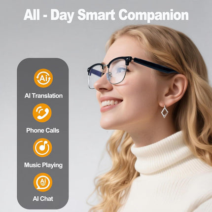 AI Smart Translation Glasses: 110+ Languages, Photochromic Lenses, Bluetooth – Ideal for Travel, Business & Daily Use（black）.