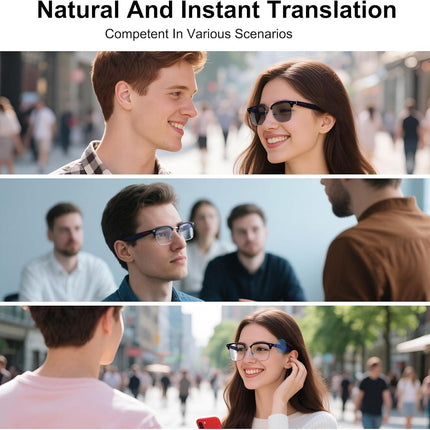 AI Smart Translation Glasses: 110+ Languages, Photochromic Lenses, Bluetooth – Ideal for Travel, Business & Daily Use（black）.