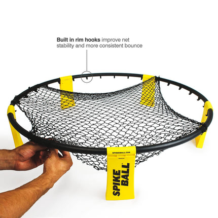 W3 Ball Original Roundnet Game Set, 4-Player Outdoor Volleyball with 3 Balls, Net & Bag for Lawn, Sand & Indoors.