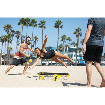 W3 Ball Original Roundnet Game Set, 4-Player Outdoor Volleyball with 3 Balls, Net & Bag for Lawn, Sand & Indoors.