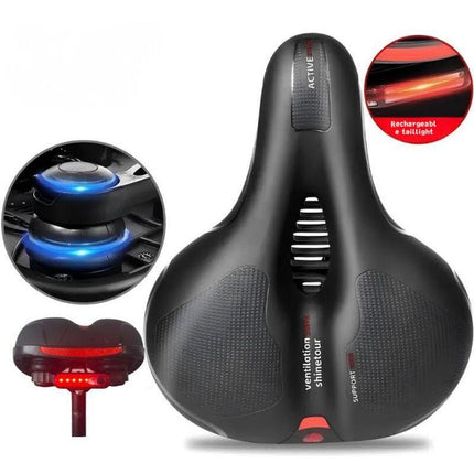 Bike Saddle with Rechargeable Taillight: 21×25×11cm Silicone Seat, 700g, Wrench Included for Aussie Cyclists.