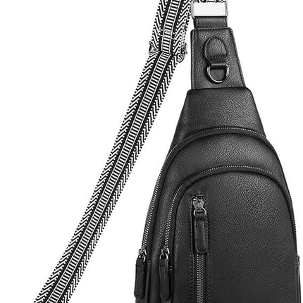 Black Faux Leather Sling Bag: Unisex, Spacious, Reversible Crossbody for Aussies.