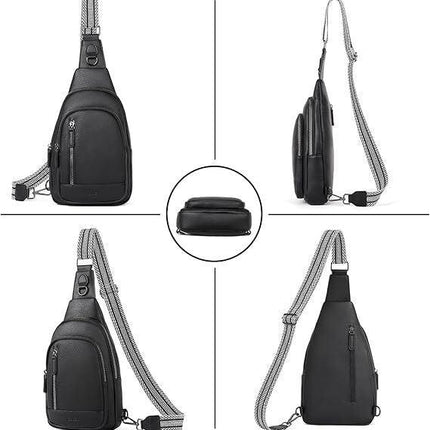 Black Faux Leather Sling Bag: Unisex, Spacious, Reversible Crossbody for Aussies.