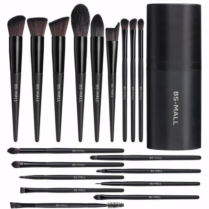 Black Professional Makeup Brush Set (18-Piece): Cruelty-Free, Versatile for Foundation, Blush & Eyeshadow, Ideal for Aussies.