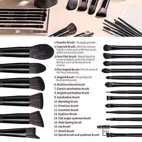 Black Professional Makeup Brush Set (18-Piece): Cruelty-Free, Versatile for Foundation, Blush & Eyeshadow, Ideal for Aussies.