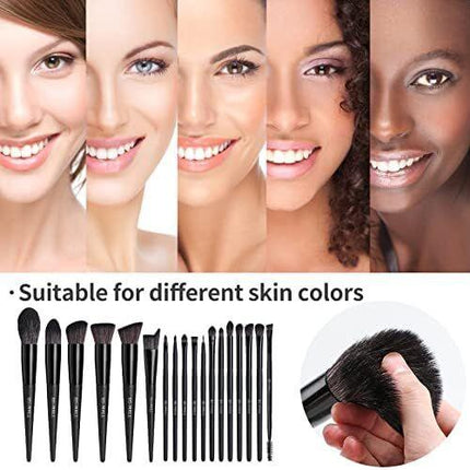 Black Professional Makeup Brush Set (18-Piece): Cruelty-Free, Versatile for Foundation, Blush & Eyeshadow, Ideal for Aussies.