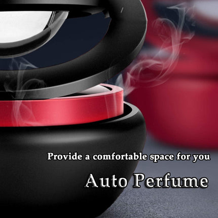 Black Solar-Powered Rotating Car Air Freshener: Space-Themed Dashboard Decor with Ocean Scent & 16 Cologne Pads.