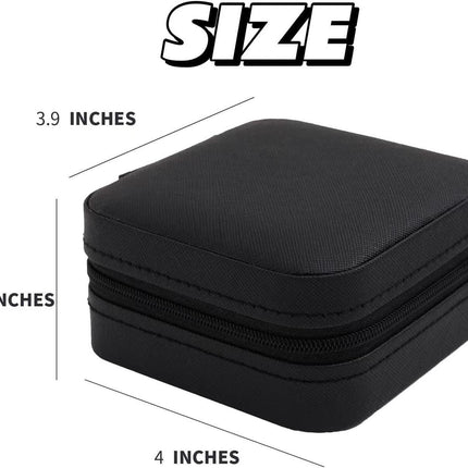 Black Travel Jewelry Box with Mirror: Sleek, Organised Storage for Rings, Necklaces & Earrings, Ideal for Aussies.