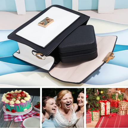 Black Travel Jewelry Box with Mirror: Sleek, Organised Storage for Rings, Necklaces & Earrings, Ideal for Aussies.