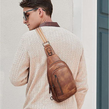 Brown Faux Leather Sling Bag: Unisex, Spacious, Reversible Crossbody for Aussies.