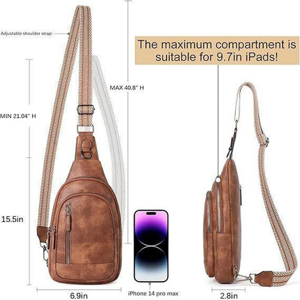 Brown Faux Leather Sling Bag: Unisex, Spacious, Reversible Crossbody for Aussies.