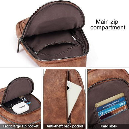 Brown Faux Leather Sling Bag: Unisex, Spacious, Reversible Crossbody for Aussies.