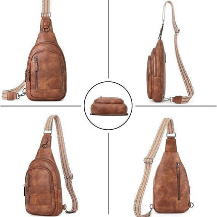 Brown Faux Leather Sling Bag: Unisex, Spacious, Reversible Crossbody for Aussies.