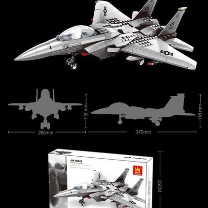 Christmas gift F-15 Eagle Fighter Jet Building Blocks Set, 223 Pieces Military Aircraft Model Kit for Kids & Enthusiasts（F15 fighter）.