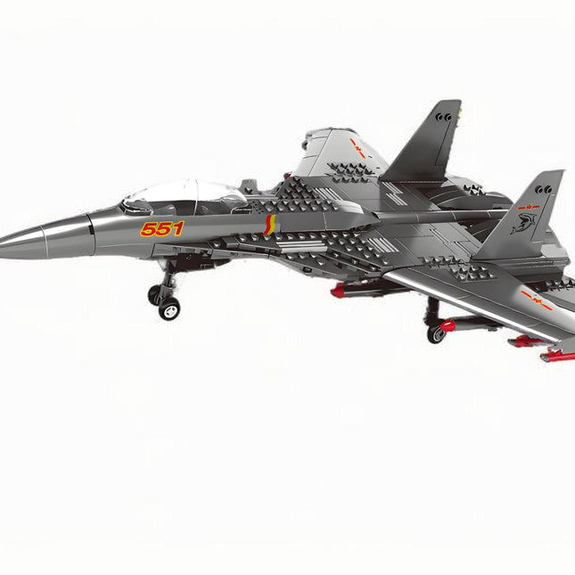 Christmas gift J-15 Carrier-Based Fighter Jet Building Blocks Set, 272 Pieces Military Aircraft Model Kit for Kids Aged 6+ & Enthusiasts（J15 carrier aircraft）.