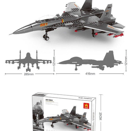 Christmas gift J-15 Carrier-Based Fighter Jet Building Blocks Set, 272 Pieces Military Aircraft Model Kit for Kids Aged 6+ & Enthusiasts（J15 carrier aircraft）.