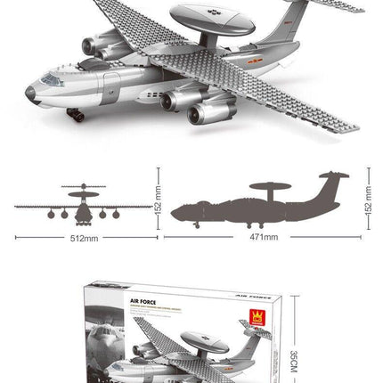Christmas gift KJ2000 Airborne Early Warning Aircraft Building Blocks Set, 199 Pieces Military Model Kit for Kids Aged 6+ & Enthusiasts（KJ2000 early warning aircraft）.