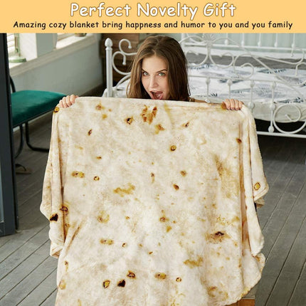 Burritos Tortilla Throw Blanket（Beige）, Novelty Funny Round Blanket for Adults & Kids, Soft Flannel Tortilla Wrap Blanket（36",Baby）.