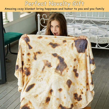 Burritos Tortilla Throw Blanket (Brown), Novelty Funny Round Blanket for Kids & Adults, Soft Flannel Tortilla Wrap Blanket（47",Baby）.