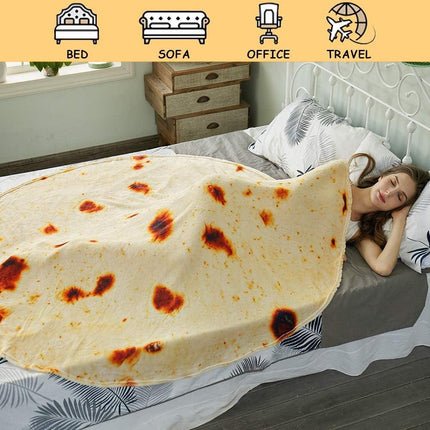 Burritos Tortilla Throw Blanket (Yellow), Novelty Funny Round Blanket for Kids & Adults, Soft Flannel Tortilla Wrap Blanket（47",Baby）.