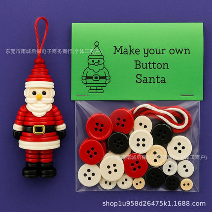 Christmas gift Christmas Button Ornament - Festive Santa Design Craft Kit （green Christmas tree）.